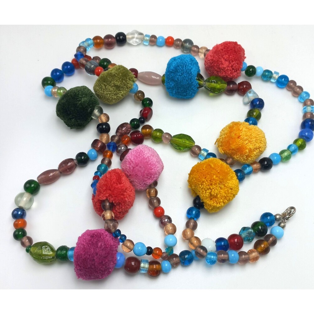 BOHO PomPom Party Beaded Necklace WOW!